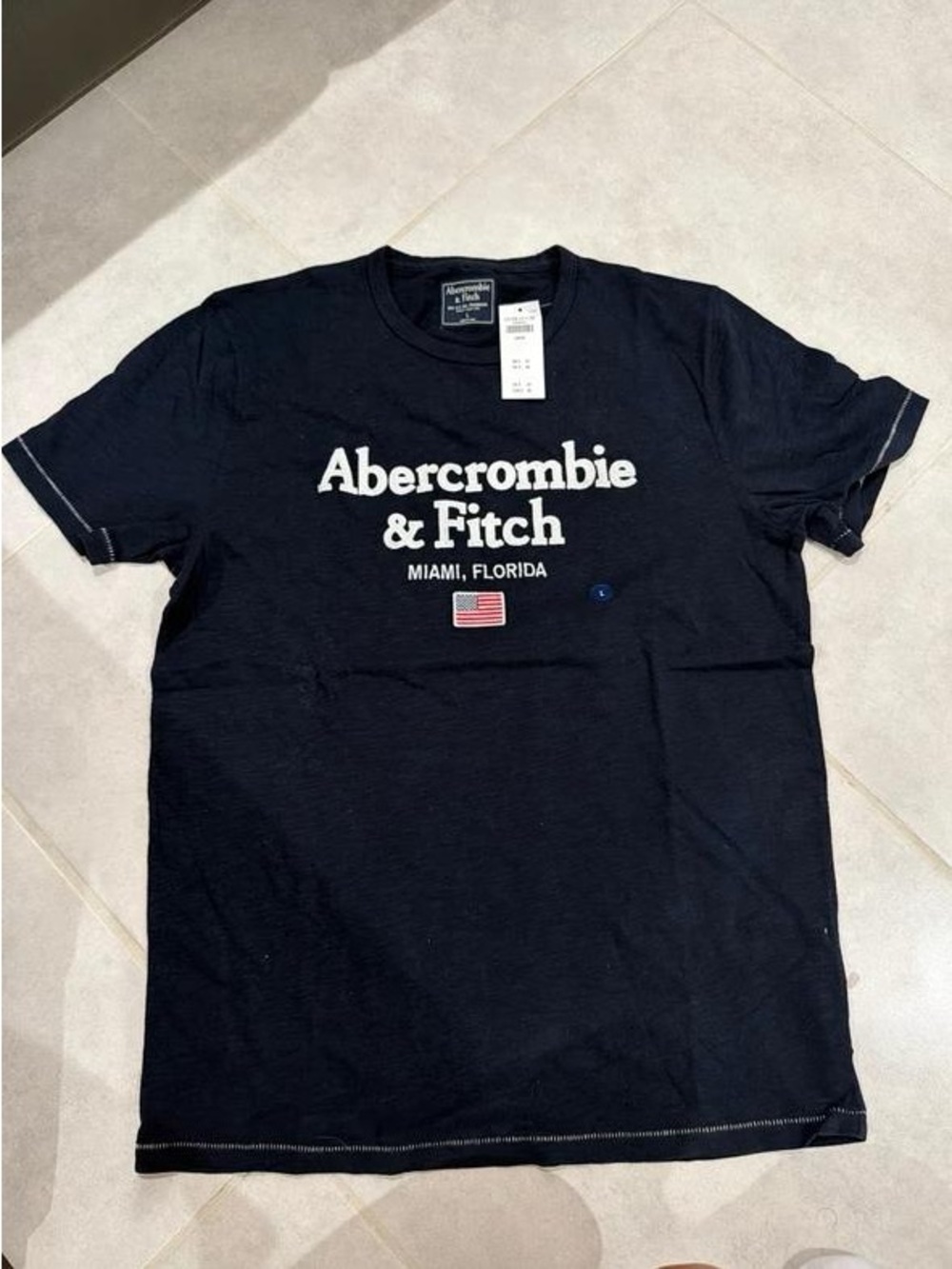 Abercrombie & Fitch Men's Navy Miami Logo Short-Sleeve Tee
